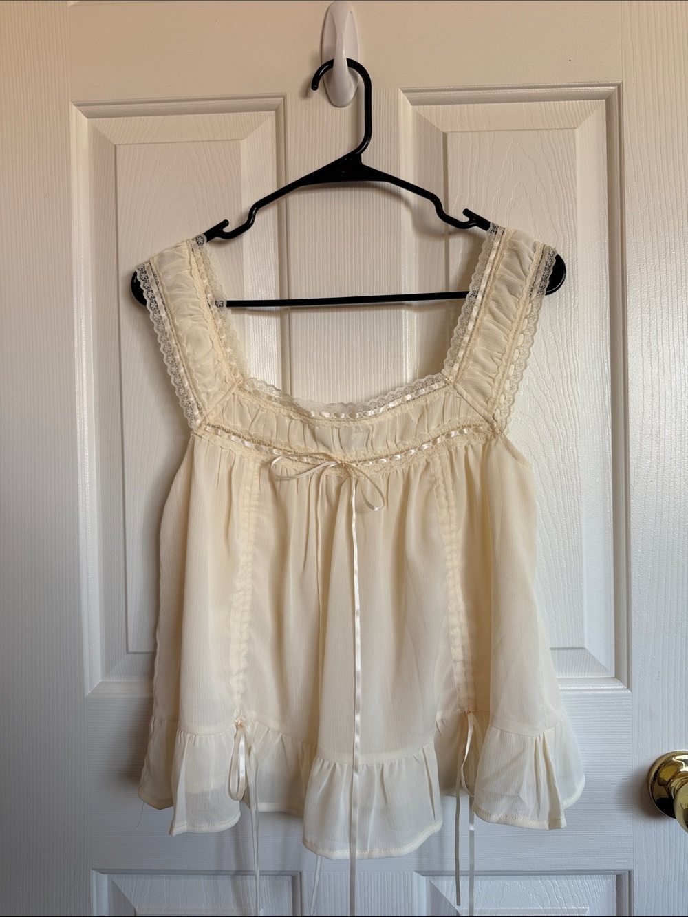 Princess Polly Cream Lace-Trim Camisole Tank